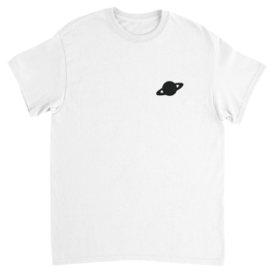 T-shirt blanc Shibaricords avec logo Saturne noir